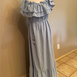 Elegant Blue Off-Shoulder Maxi Dress Maternity